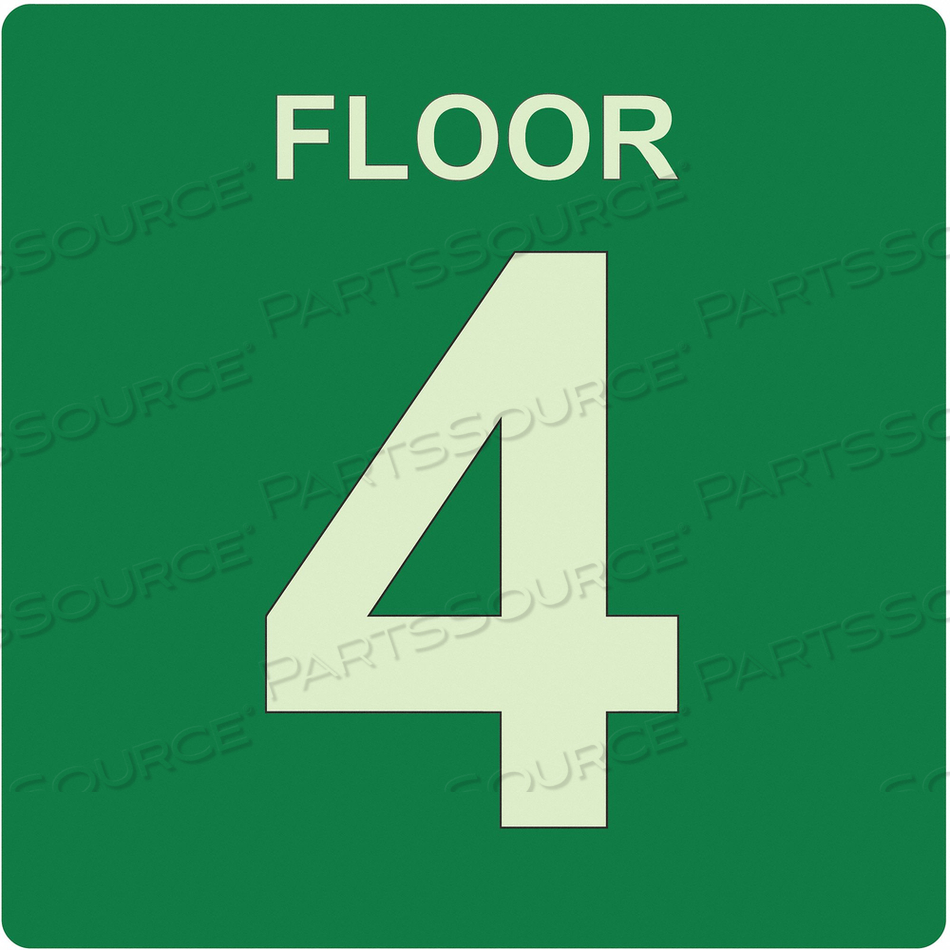 SIGN FLOOR 4 GREEN ENGLISH PVC by Ability One