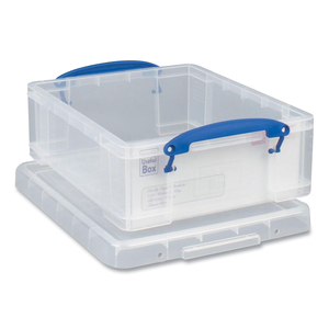 SNAP-LID STORAGE BIN, 2.14 GAL, 11" X 14" X 5", CLEAR/BLUE, 5/PACK by Really Useful Box