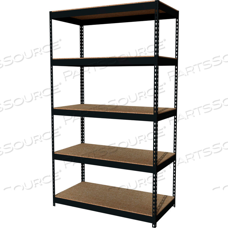 IRON HORSE CONCEALED RIVET SHELVING, 48"WX24"DX84"H, 5-SHELF, 3800LBS CAP, BLACK by Hirsh