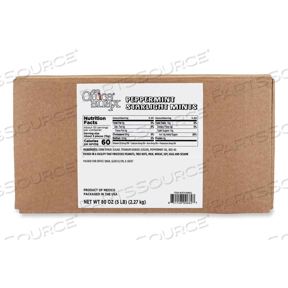 CANDY ASSORTMENTS, PEPPERMINT CANDY, 5 LB BOX by Office Snax