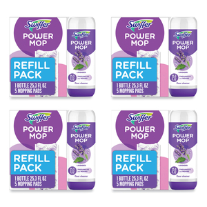 POWERMOP CLEANING SOLUTION AND PADS REFILL PACK, LAVENDER, 25.3 OZ BOTTLE AND 5 PADS PER PACK, 4 PACKS/CARTON by Swiffer