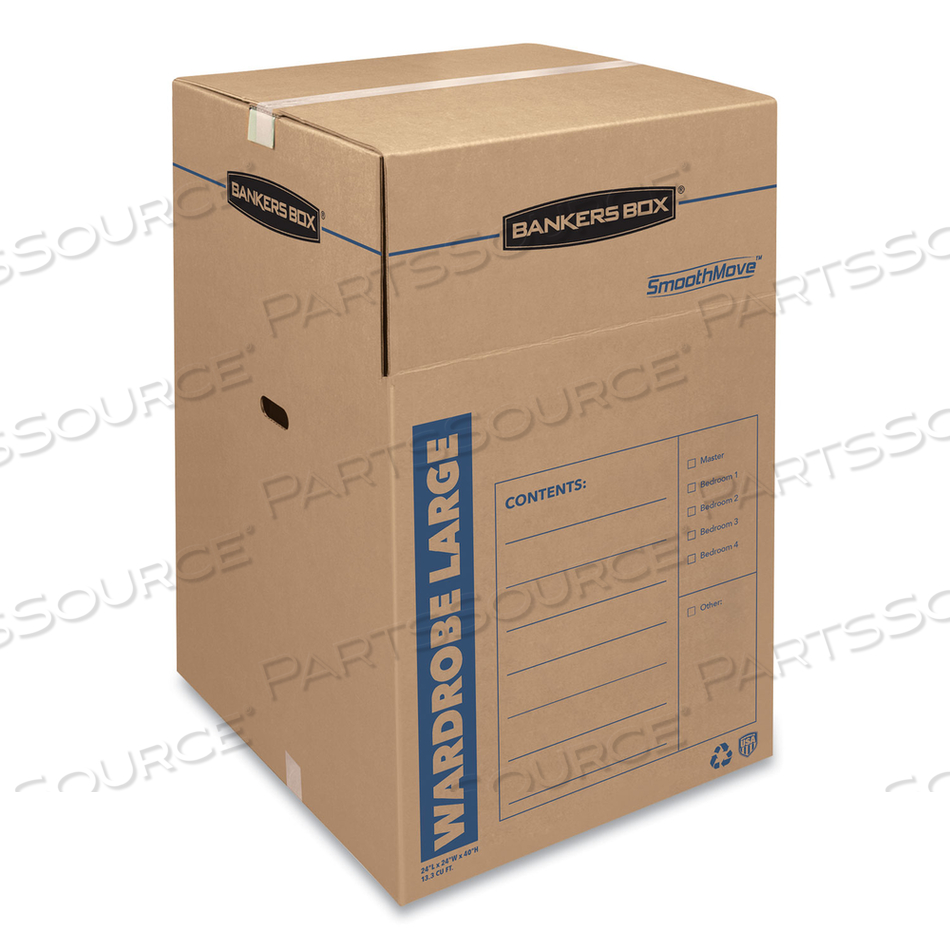 SMOOTHMOVE WARDROBE BOX, REGULAR SLOTTED CONTAINER (RSC), 24" X 24" X 40", BROWN/BLUE by Bankers Box SMOOTHMOVE WARDROBE BOX, REGULAR SLOTTED CONTAINER (RSC), 24" X 24" X 40", BROWN/BLUE by Bankers Box
