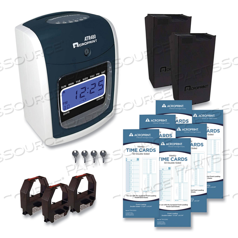ATR480 TIME CLOCK AND ACCESSORIES BUNDLE, DIGITAL DISPLAY, WHITE/CHARCOAL by Acroprint ATR480 TIME CLOCK AND ACCESSORIES BUNDLE, DIGITAL DISPLAY, WHITE/CHARCOAL by Acroprint