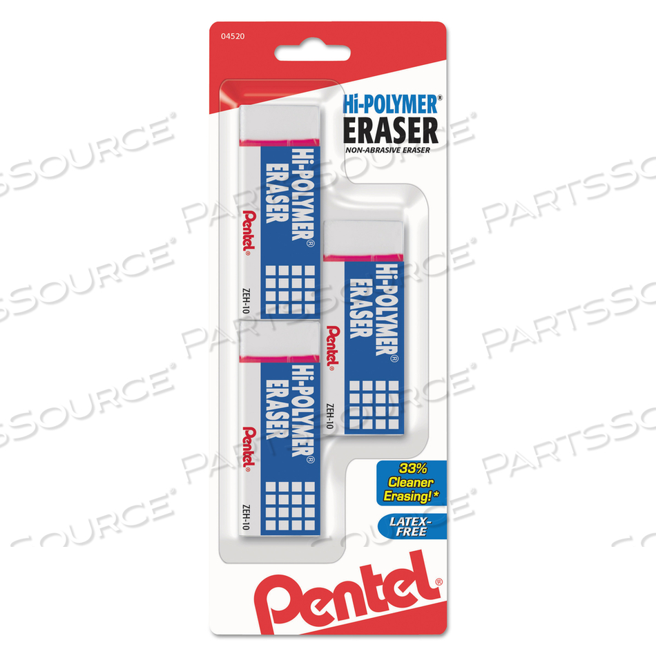 HI-POLYMER ERASER, FOR PENCIL MARKS, RECTANGULAR BLOCK, MEDIUM, WHITE by Pentel of America HI-POLYMER ERASER, FOR PENCIL MARKS, RECTANGULAR BLOCK, MEDIUM, WHITE by Pentel of America