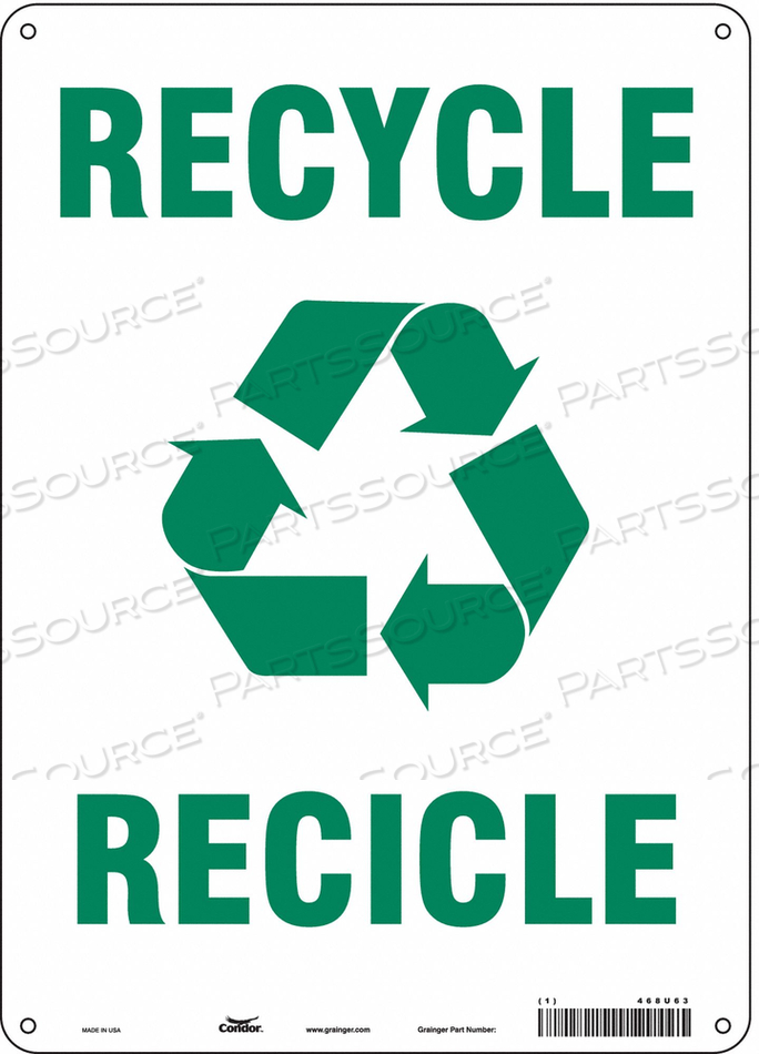 SAFETY SIGN, VERTICAL RECTANGLE, NUMBER OF PRINTED SIDES 1, ENGLISH, SPANISH, SIGN LEGEND RECYCLE/RECICLE, SIGN LEGEND BACKGROUND COLOR WHIT by Condor SAFETY SIGN, VERTICAL RECTANGLE, NUMBER OF PRINTED SIDES 1, ENGLISH, SPANISH, SIGN LEGEND RECYCLE/RECICLE, SIGN LEGEND BACKGROUND COLOR WHIT by Condor