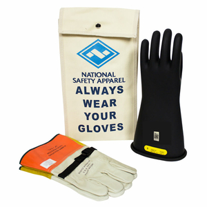 ARCGUARD CLASS 2 RUBBER VOLTAGE GLOVE KIT, BLACK, SIZE 10 by National Safety Apparel