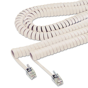 COILED PHONE CORD, PLUG/PLUG, 12 FT, IVORY by Softalk