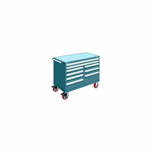 METAL 9 DRAWER MOBILE MULTI-DRAWER CABINET - 48"WX27"DX37-1/2"H EVEREST BLUE by Rousseau Metal Inc.