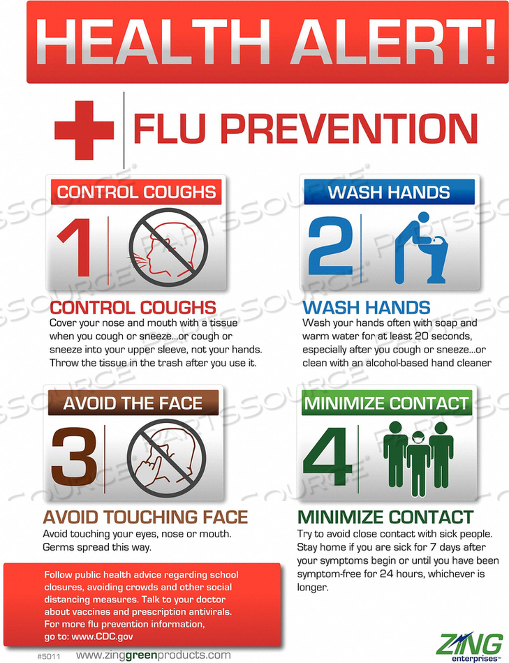 SAFETY POSTER 22 X 16IN FLU PREVENTION by ZING Green Safety Products