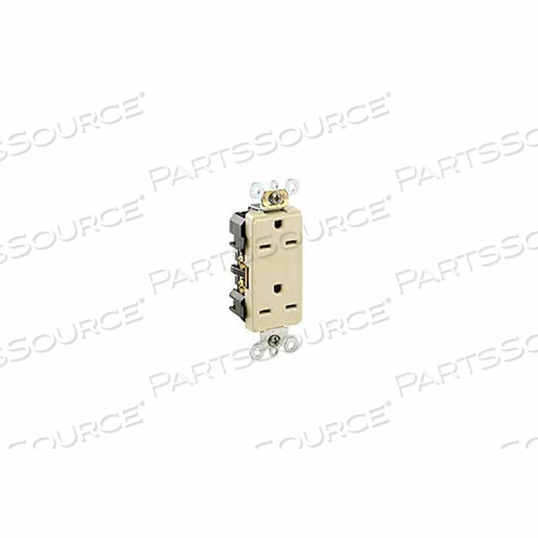 15A, 250V, DECORA PLUS DPLX RECPT., COMMERCIAL, SELF GROUNDING, IVORY-MIN QTY 24 