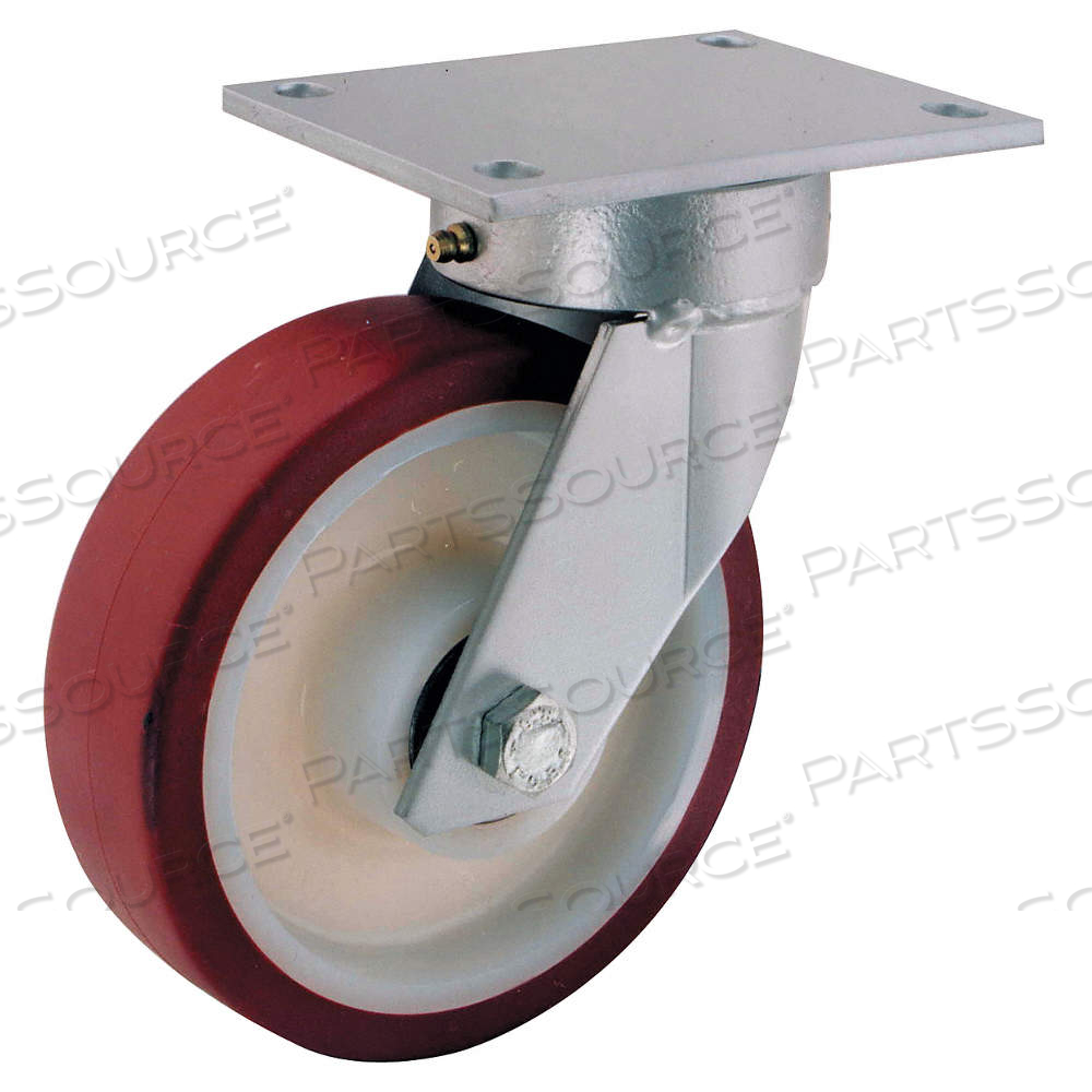 KINGPINLESS PLATE CASTER, 8 IN WHEEL DIA., 880 LB, 9 1/2 IN MOUNTING HT, NYTHANE by Approved Vendor