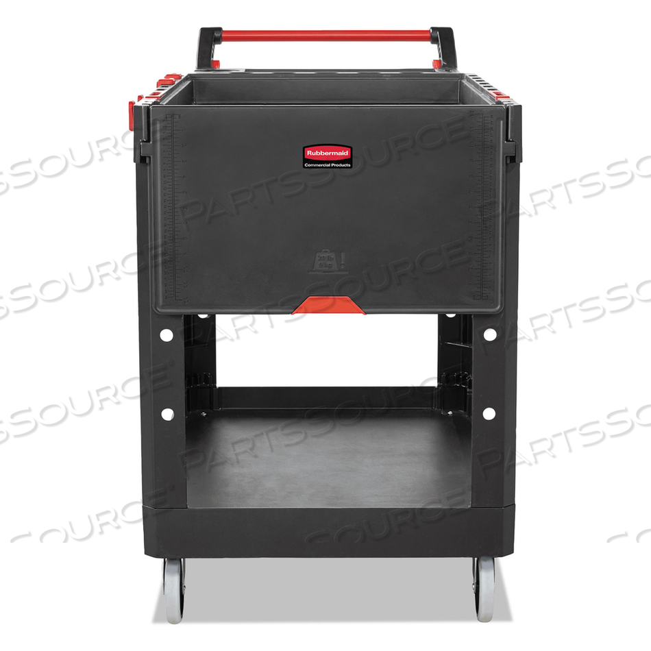 HEAVY DUTY ADAPTABLE UTILITY CART, PLASTIC, 2 SHELVES, 500 LB CAPACITY, 25.2" X 51.5" X 36", BLACK by Rubbermaid Medical Division