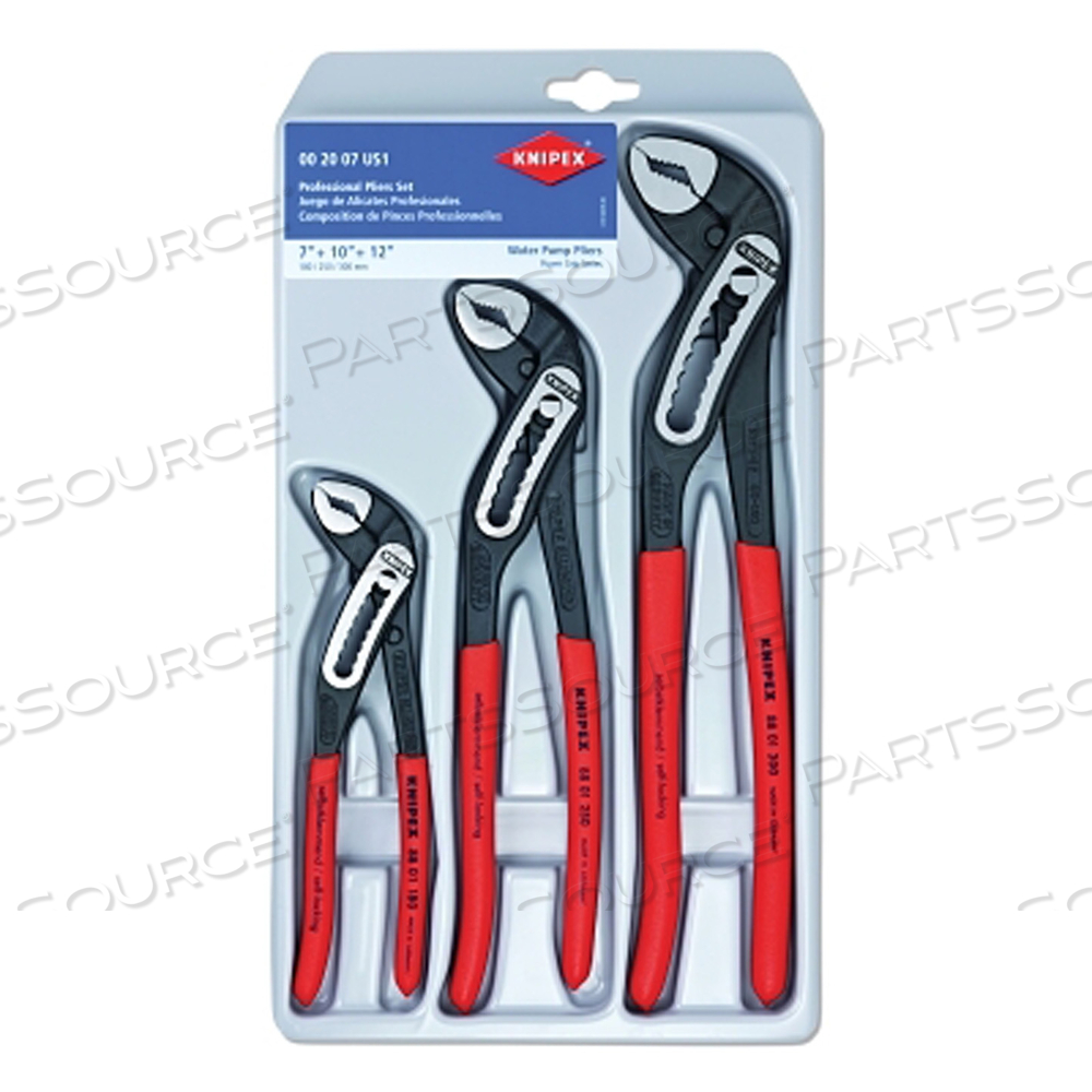 3-PIECE ALLIGATOR PLIERS SET, 7-1/4 IN, 10 IN, 12 IN by Knipex 3-PIECE ALLIGATOR PLIERS SET, 7-1/4 IN, 10 IN, 12 IN by Knipex