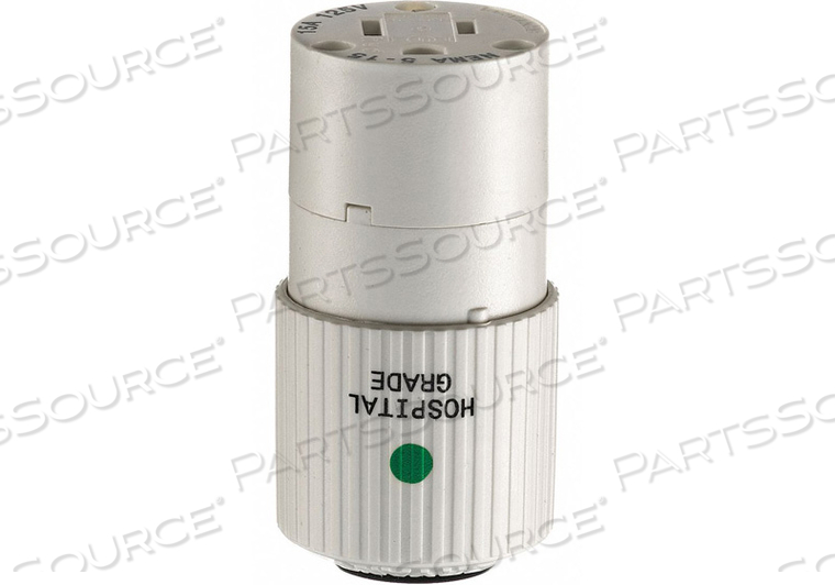 STRAIGHT BLADE CONNECTOR, 5-15R, 15 A, 125V AC, 2 POLES, WHITE, HOSPITAL GRADE by Hubbell Power Systems STRAIGHT BLADE CONNECTOR, 5-15R, 15 A, 125V AC, 2 POLES, WHITE, HOSPITAL GRADE by Hubbell Power Systems