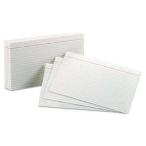 RULED INDEX CARDS, 5 X 8, WHITE, 100/PACK by Oxford