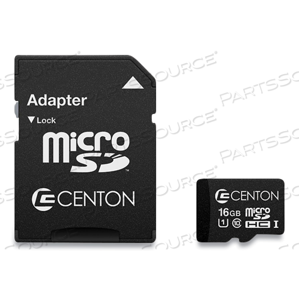 MICROSDHC MEMORY CARD WITH SD ADAPTER, UHS-I U1 CLASS 10, 16 GB by Centon MICROSDHC MEMORY CARD WITH SD ADAPTER, UHS-I U1 CLASS 10, 16 GB by Centon
