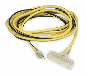 POWER CORD EXTENSION, 25 FT, 15 A, 125 VAC, 12 AWG, NEMA 5-15P TO NEMA 5-15R, YELLOW WITH BLACK STRIPE by Power First