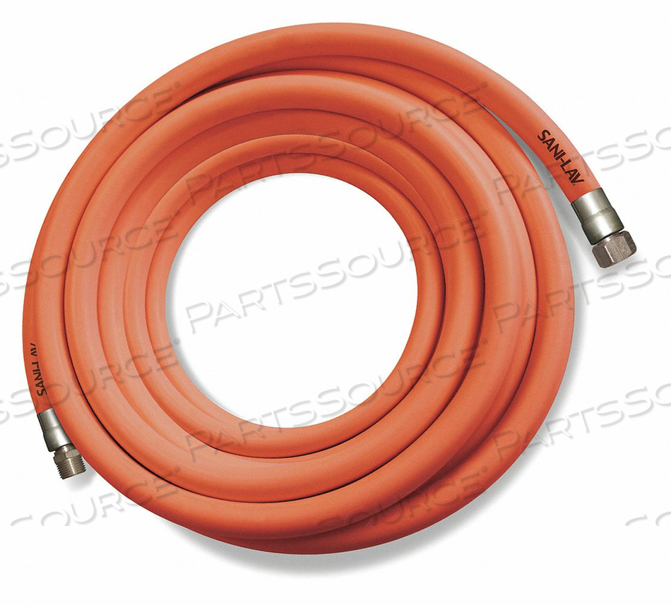 WASH DOWN HOSE, 3/4" MGHT SWIVEL X FGHT, STAINLESS STEEL, SAFETY ORANGE - 100' by Sani-Lav