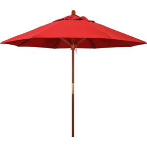 CALIFORNIA UMBRELLA 9' PATIO UMBRELLA - OLEFIN RED - HARDWOOD POLE - GROVE SERIES by March Products Inc