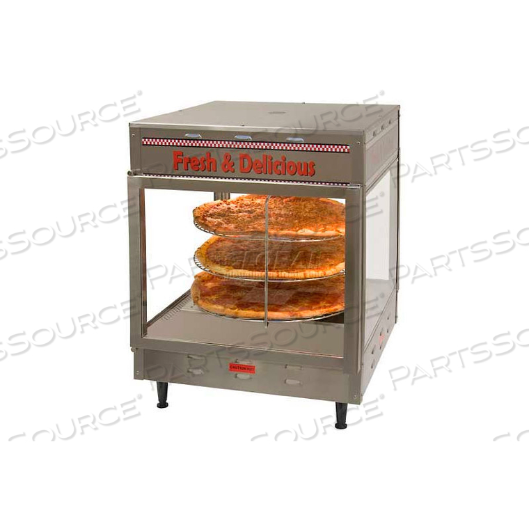 BENCHMARK 18" PIZZA/PRETZEL DISPLAY WARMER, HUMIDIFIED, 2-DOOR, ROTATING, 3 TIER by Winco DWL International, LLC BENCHMARK 18" PIZZA/PRETZEL DISPLAY WARMER, HUMIDIFIED, 2-DOOR, ROTATING, 3 TIER by Winco DWL International, LLC