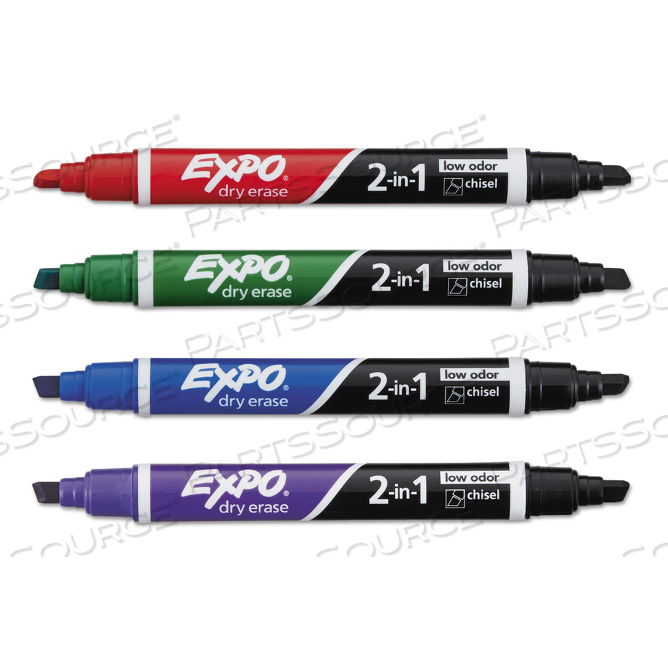 2-IN-1 DRY ERASE MARKERS, FINE/BROAD CHISEL TIPS, ASSORTED PRIMARY COLORS by Expo