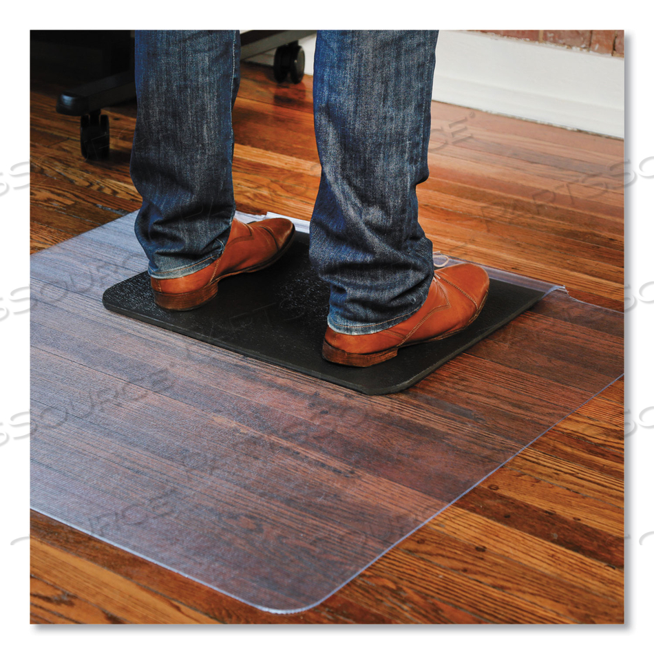 SIT OR STAND MAT FOR CARPET OR HARD FLOORS, 36 X 53 WITH LIP, CLEAR/BLACK by ES Robbins