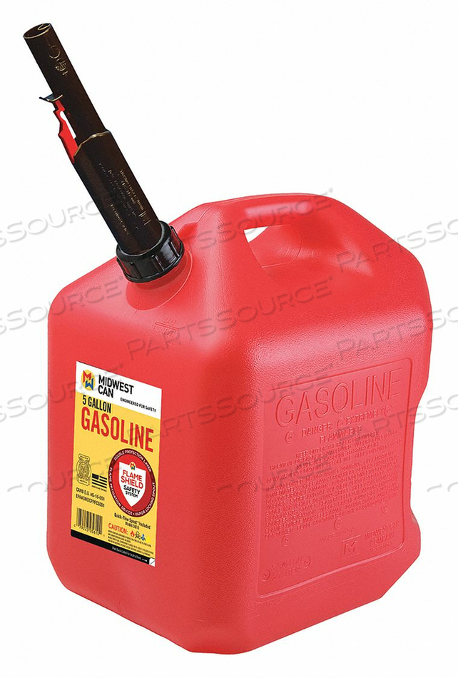GAS CAN 5 GAL. SELF RED HDPE 14-1/2 H by Midwest Can GAS CAN 5 GAL. SELF RED HDPE 14-1/2 H by Midwest Can