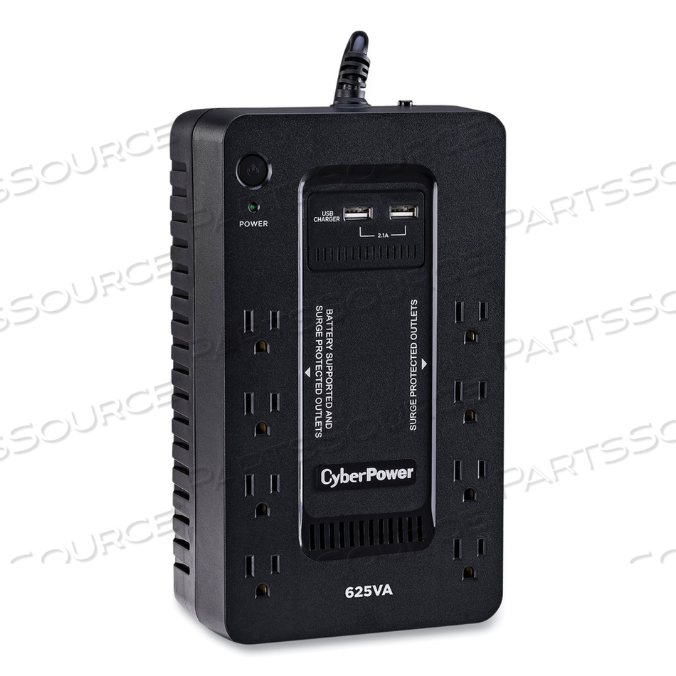 STANDBY SERIES ST625U, UPS, AC 96-140 V, 360 WATT, 625 VA, 5.5 AH, USB, OUTPUT CONNECTORS: 8, BLACK by CyberPower