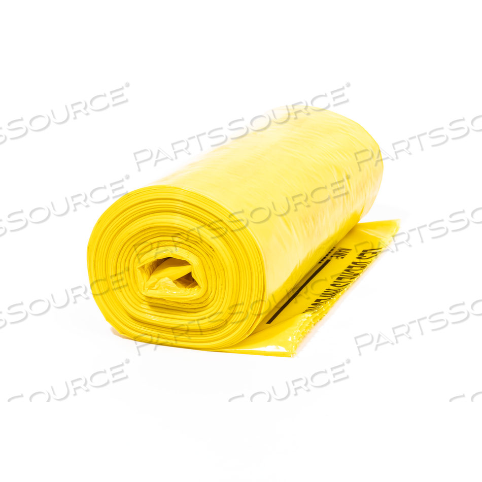 YELLOW INFECTIOUS LINEN CAN LINER, 40X47 1.3 MIL YEL INF LIN 150/CS 6/25'S CORELESS INFECTIOUS LINEN PRINT IN BLACK INK by NORAMCO (North America Plastics & Chemicals Co. Inc_