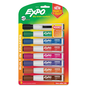 MAGNETIC DRY ERASE MARKER, BROAD CHISEL TIP, ASSORTED COLORS, 8/PACK by Expo