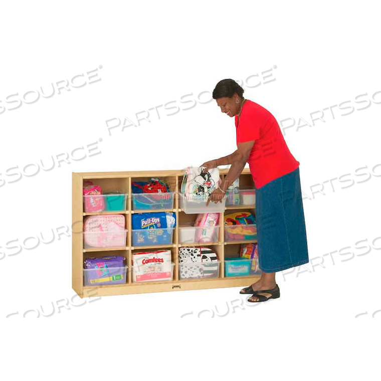 12 TUB MOBILE CUBBIE W/CLEAR TUBS, 57-1/2"W X 15"D X 35-1/2"H, BIRCH PLYWOOD by Jonti-Craft Inc