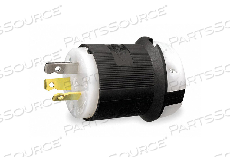 STRAIGHT BLADE PLUG, 50A, 125/250V, 3P 3W NYLON BLACK & WHITE by Hubbell Incorporated, Wiring Device-Kellums STRAIGHT BLADE PLUG, 50A, 125/250V, 3P 3W NYLON BLACK & WHITE by Hubbell Incorporated, Wiring Device-Kellums