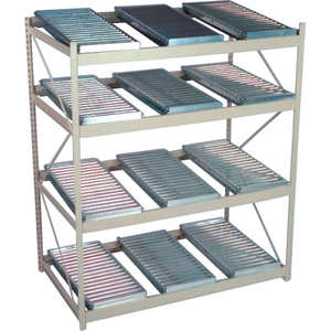 FLOW RACK 5 SHELVES WITH 15 SPAN TRACK FLOW UNITS - 48"W X 48"D X 84"H - TEXTURED REGAL BLUE by Equipto