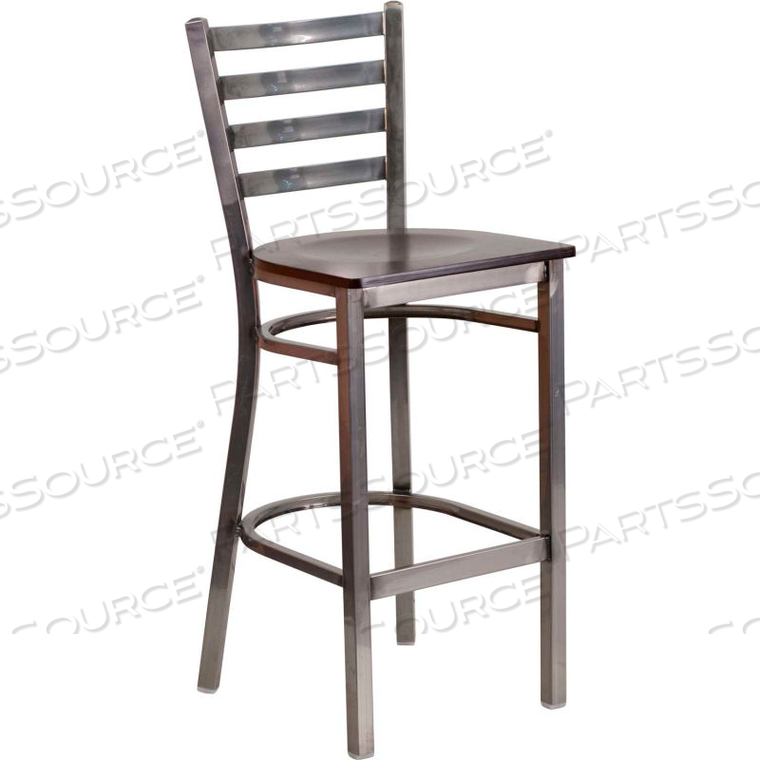 FLASH FURNITURE LADDER BACK METAL RESTAURANT BARSTOOL - WALNUT WOOD SEAT - HERCULES SERIES 