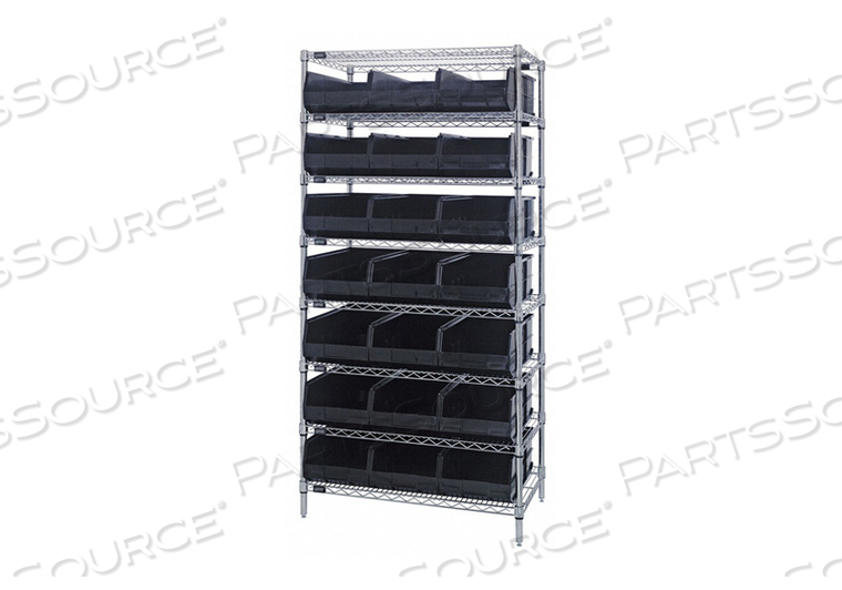 G7076 BIN SHELVING 74 OVERALL H 21 BINS BLACK by Quantum Storage Systems