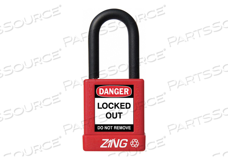 D8958 LOCKOUT PADLOCK KD RED 1-3/4 H by ZING Green Safety Products D8958 LOCKOUT PADLOCK KD RED 1-3/4 H by ZING Green Safety Products