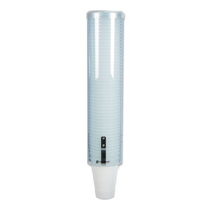 LARGE PULL-TYPE WATER CUP DISPENSER, FOR 12 OZ CUPS, TRANSLUCENT BLUE by San Jamar LARGE PULL-TYPE WATER CUP DISPENSER, FOR 12 OZ CUPS, TRANSLUCENT BLUE by San Jamar
