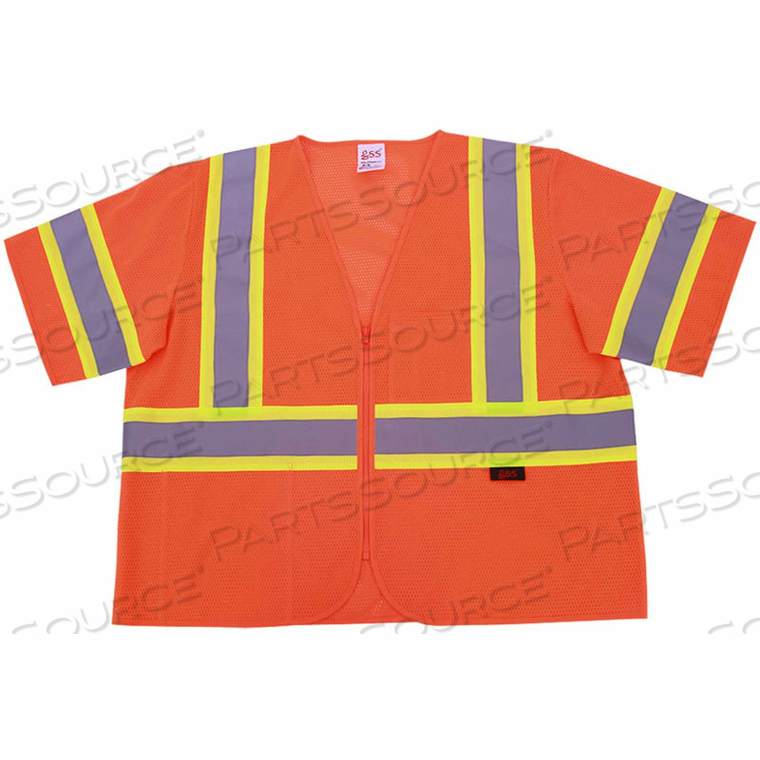 2006 STANDARD CLASS 3 TWO TONE MESH ZIPPER SAFETY VEST, ORANGE, 3XL by GSS Safety LLC