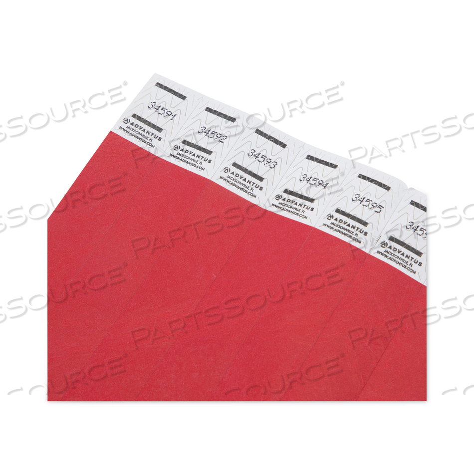 CROWD MANAGEMENT WRISTBANDS, SEQUENTIALLY NUMBERED, 9.75" X 0.75", RED by Advantus