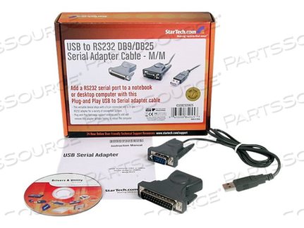 3 FT USB TO RS232 DB9/DB25 SERIAL ADAPTER CABLE by StarTech.com Ltd.