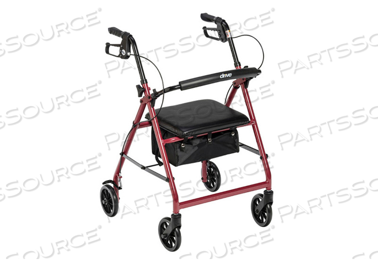 ROLLATOR, ALUMINUM, RED, 4 WHEELS, 24.5 IN X 27.5 IN, 15.6 LB, 6 IN CASTER by Drive/DeVilbiss Healthcare, Inc