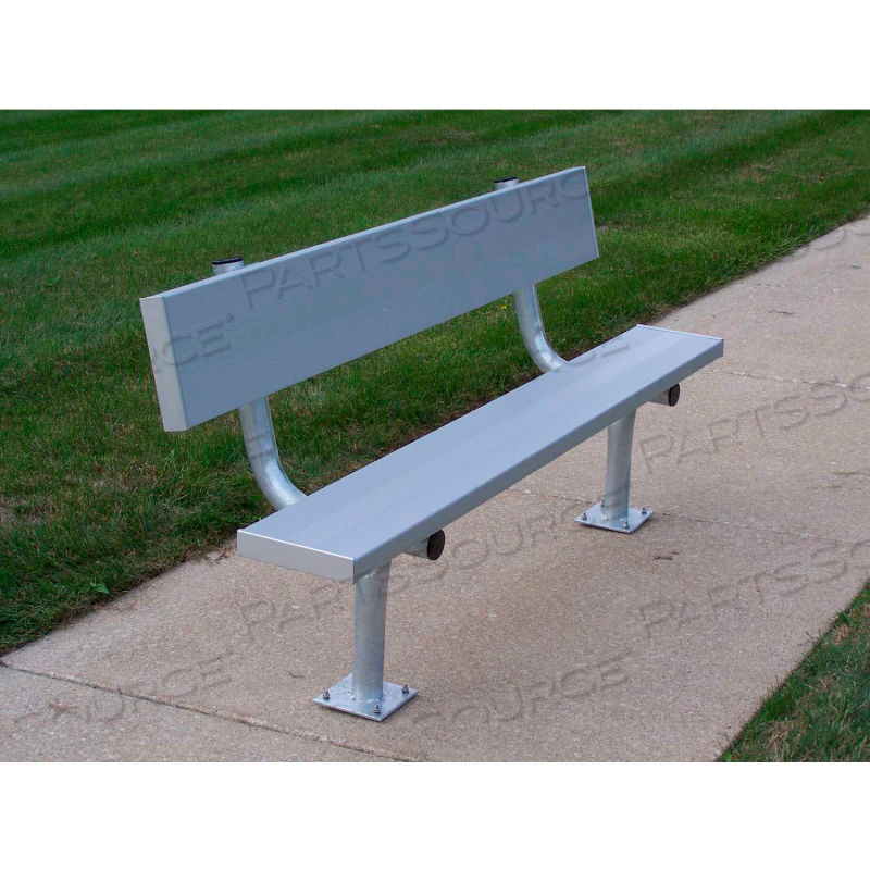 12' ALUMINUM TEAM BENCH WITH BACK AND GALVANIZED STEEL FRAME, SURFACE MOUNT by Gt Grandstands By Ultraplay 12' ALUMINUM TEAM BENCH WITH BACK AND GALVANIZED STEEL FRAME, SURFACE MOUNT by Gt Grandstands By Ultraplay