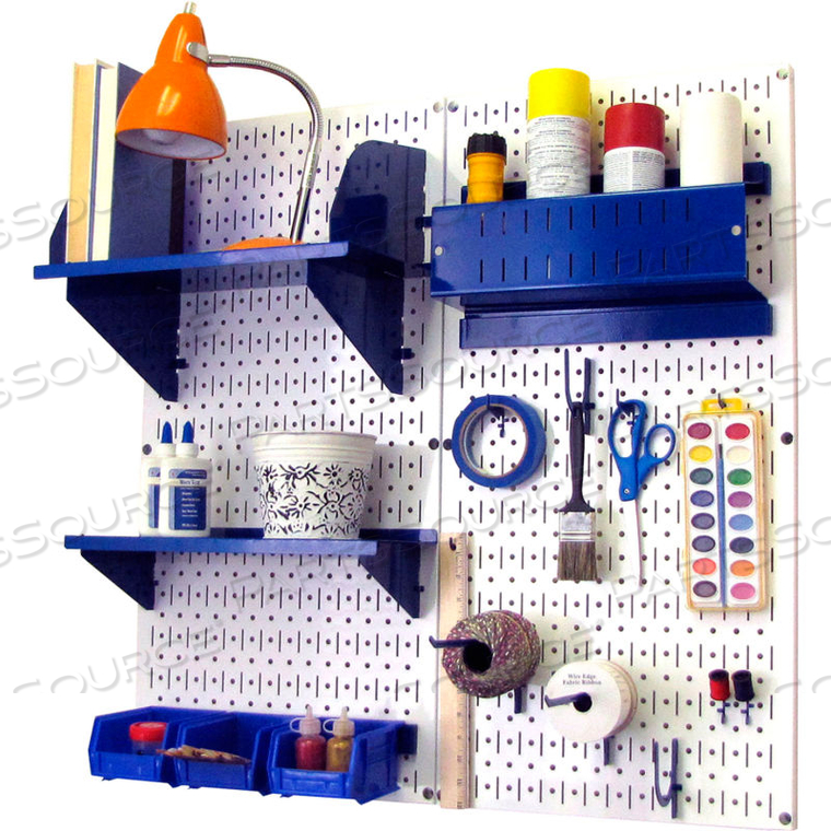PEGBOARD HOBBY CRAFT ORGANIZER STORAGE KIT, WHITE/BLUE, 32" X 32" X 9" by Wall Control Pegboard