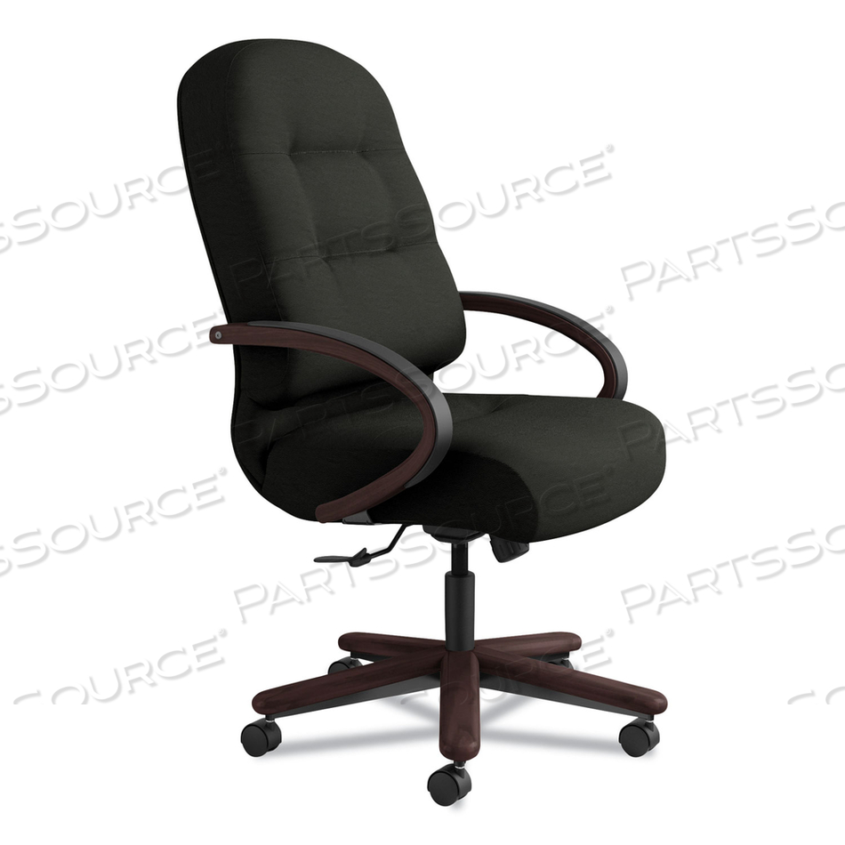 PILLOW-SOFT 2190 SERIES EXECUTIVE HIGH-BACK CHAIR, SUPPORTS 300 LB, 16.75" TO 21.25" SEAT, BLACK SEAT/BACK, MAHOGANY BASE 