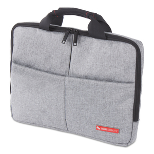 STERLING SLIM BRIEFCASE, FITS DEVICES UP TO 14.1", POLYESTER, 1.75 X 1.75 X 10.25, GRAY by Swiss Mobility