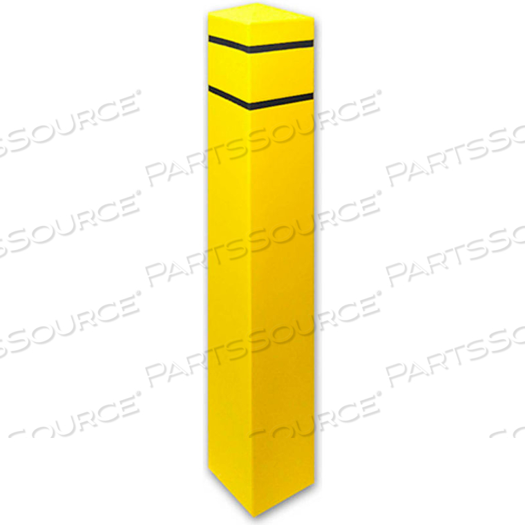 BOLLARD COVER SQUARE 6.5" DIA. X 55" H, YELLOW/BLACK TAPE 