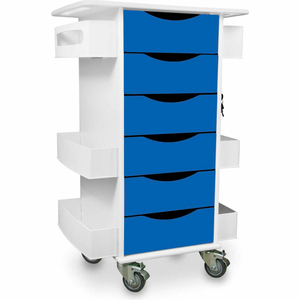 CORE LOCKING 6 DRAWER LAB CART, 23"W X 19"D X 35"H, GLOBAL BLUE by TrippNT, Inc