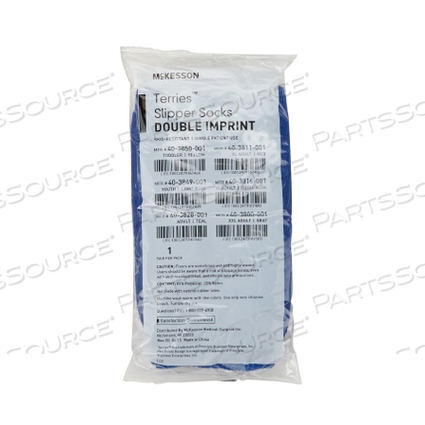 TERRIES™ ADULT SLIPPER SOCKS, X-LARGE, ROYAL BLUE (48 PER CASE) by McKesson