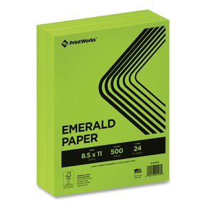 COLOR PAPER, 24 LB TEXT WEIGHT, 8.5 X 11, EMERALD GREEN, 500/REAM by PrintWorks Professional