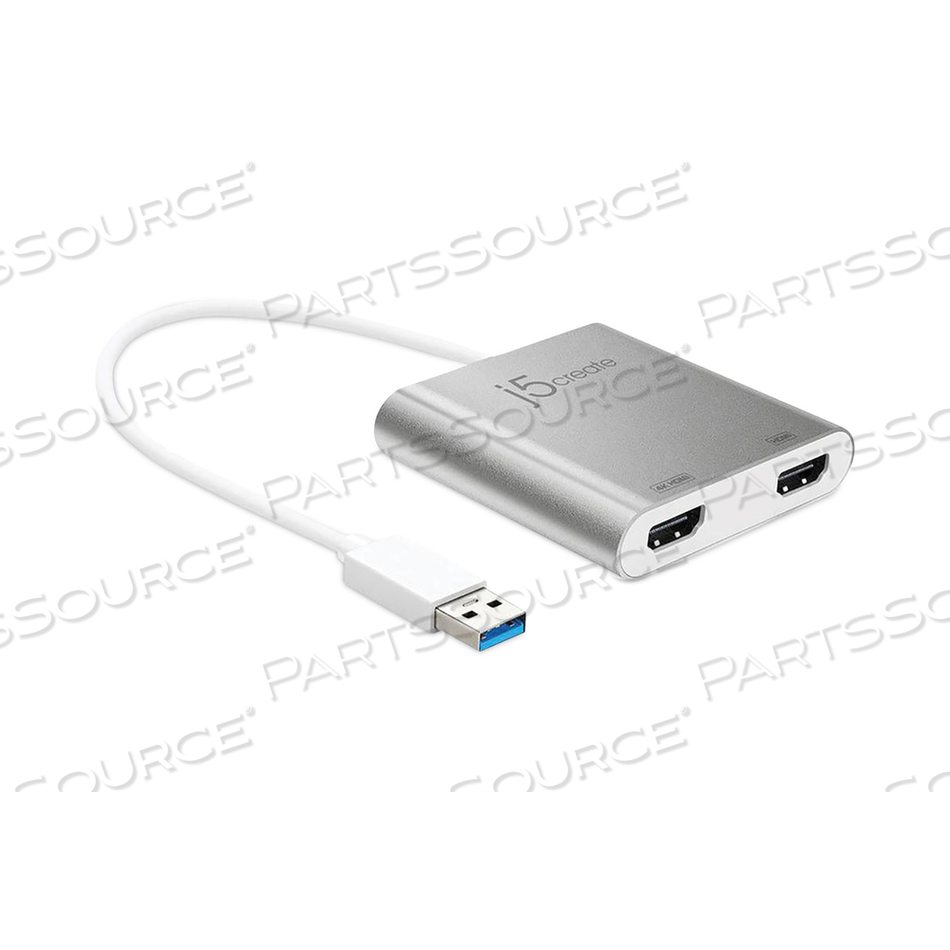 USB TO HDMI ADAPTER, 7.87", SILVER/WHITE by j5create USB TO HDMI ADAPTER, 7.87", SILVER/WHITE by j5create